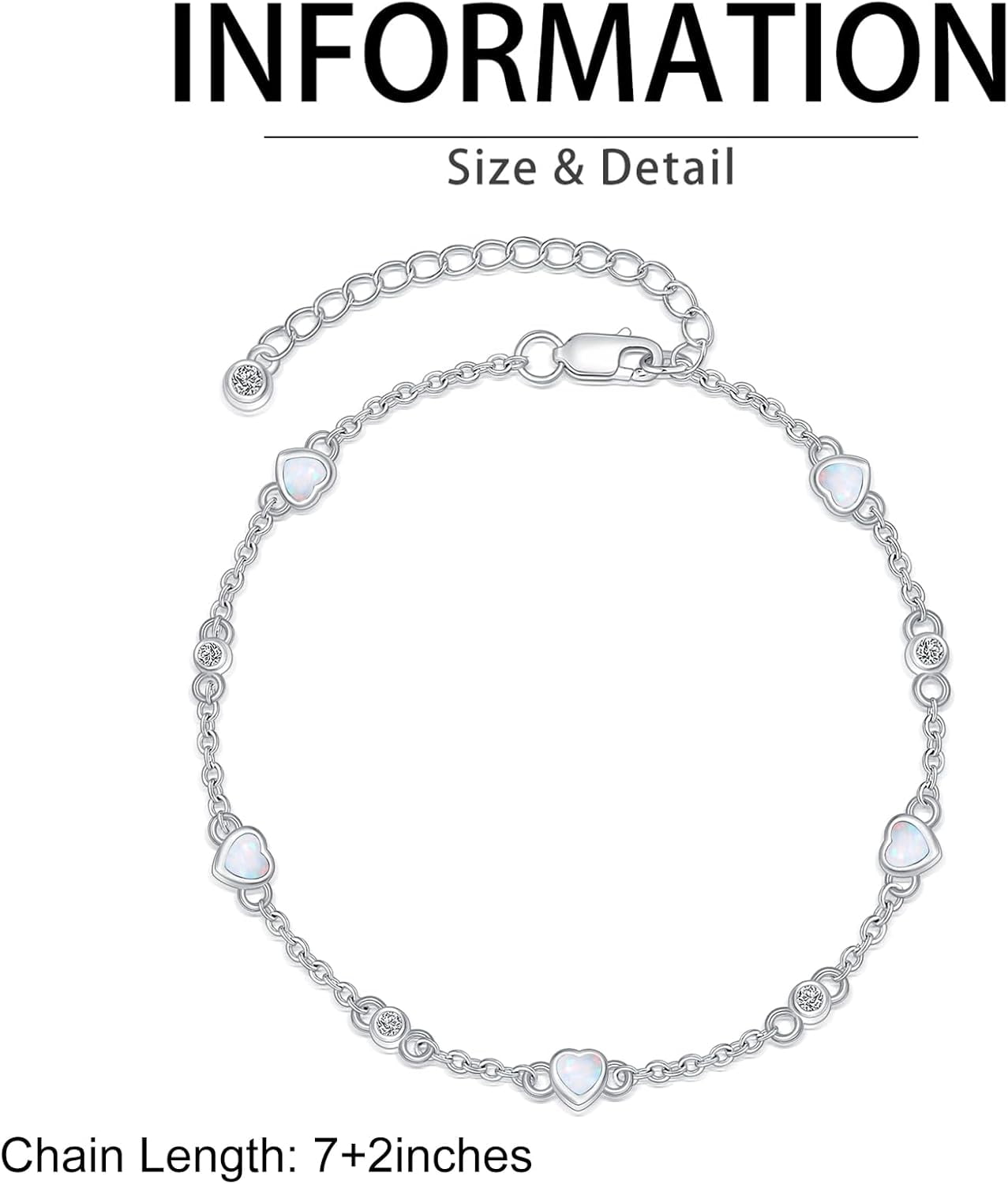 JKR Anklet Opal Bracelet for Women 925 Sterling Silver Chain Ankle Bracelet Beach Summer Fine Jewelry Birthday Valentines Mothers Day Gifts for Women Her Mom