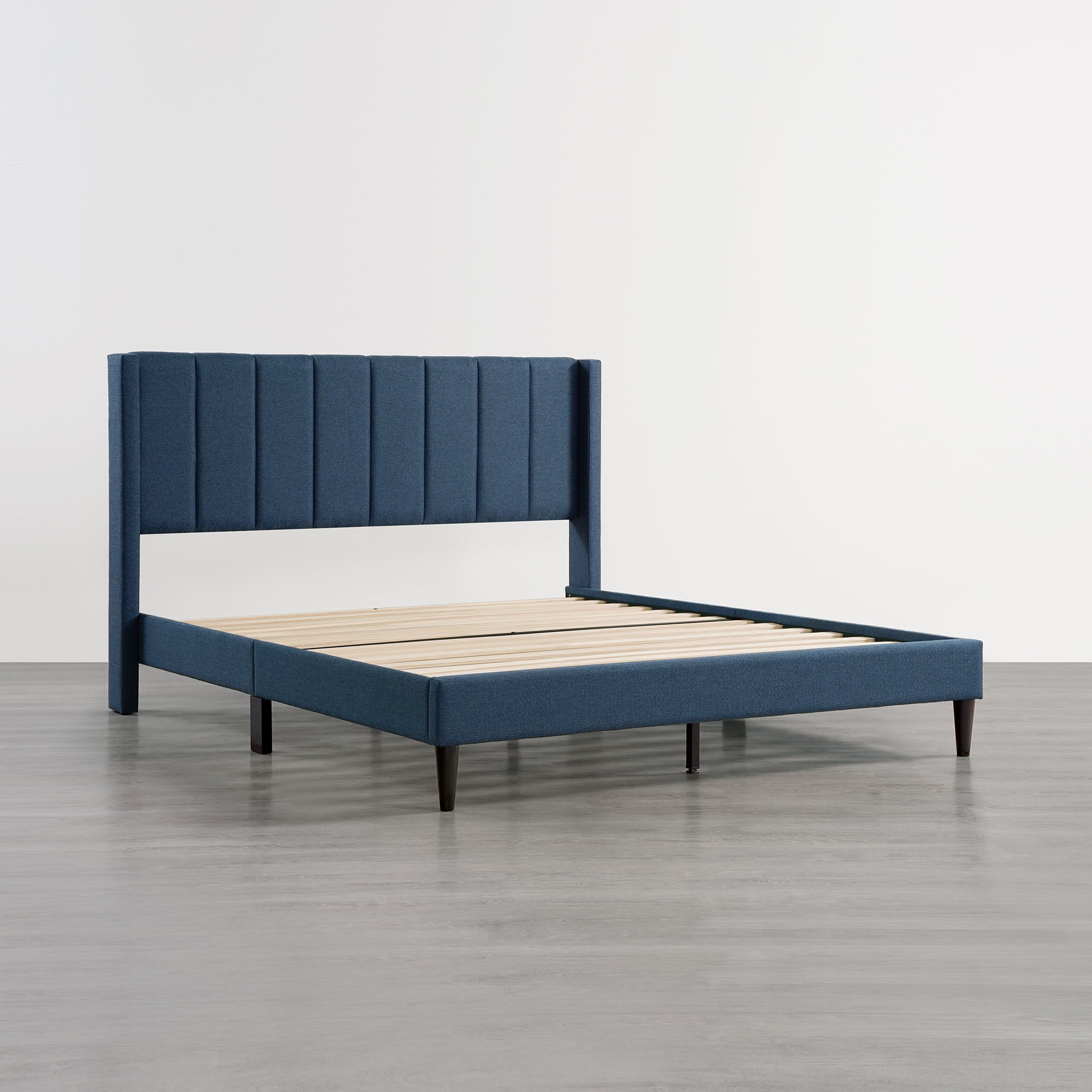 Spruce & Spring Upholstered Platform Bed Frame with Wingback Headboard Queen