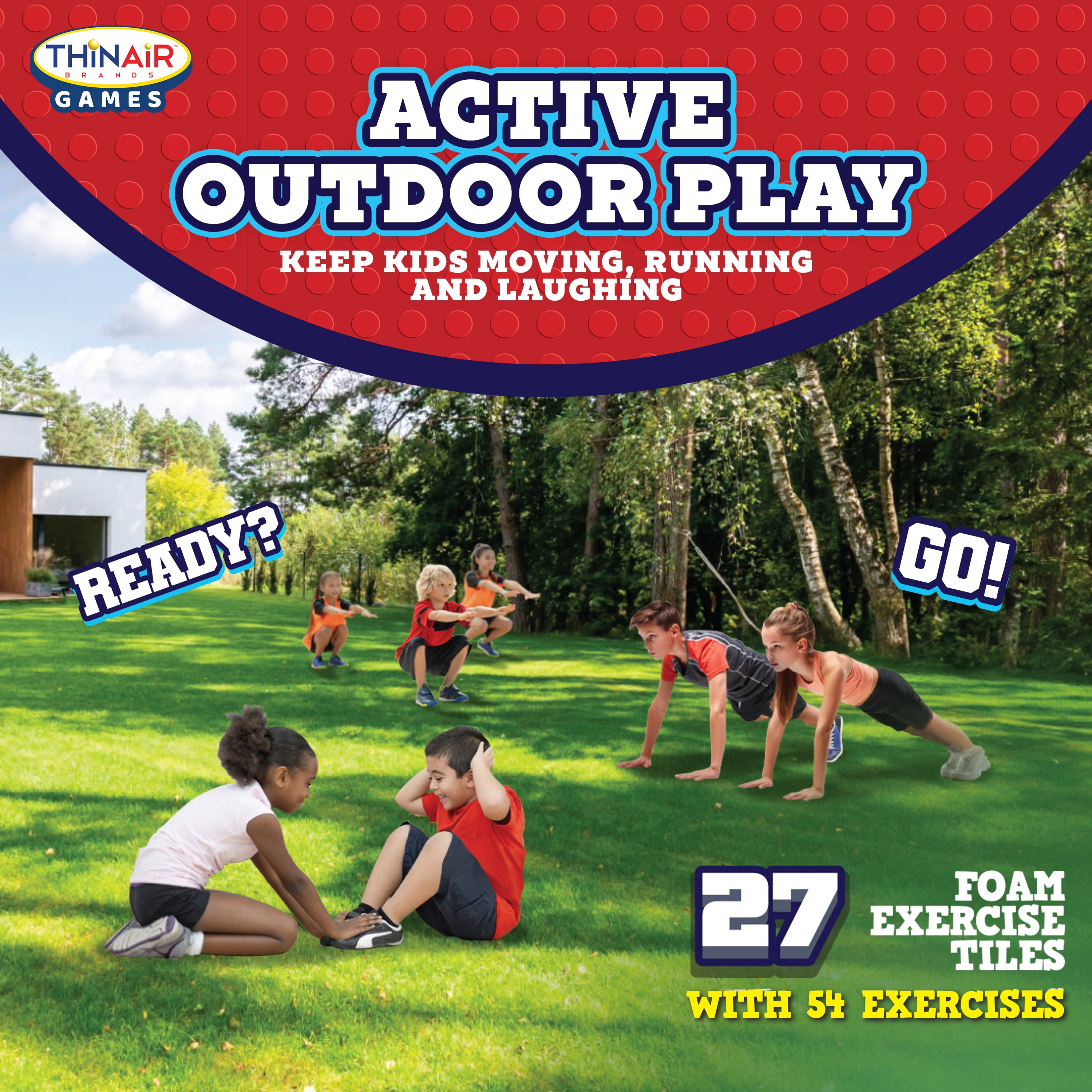Playful Minds Backyard Field Day Obstacle Course Game – 27 Double-Sided Foam Challenge Tiles with 54 Kid-Friendly Exercises, Stopwatch, Jump Rope & Carry Bag – Outdoor Fitness Fun for Kids & Families