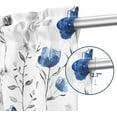 thumbnail image 5 of Tier Curtains, Blue Flower Watercolor Kitchen Curtains, Blue Gray Floral Rod Pocket Window Treatment Tier Pair for Kitchen Bathroom RV Basement Laundry, Set 2, 26 Inch Wide 24 Inch Long, 5 of 6