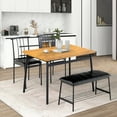 thumbnail image 2 of PAPROOS 4 Piece Dining Table Set, Dining Room Table Set with Metal Frame, Wooden Top and Faux Leather Upholstered Seat, Dinette Set for Breakfast Nook, Kitchen Table with 2 Chairs & 1 Bench Set, Brown, 2 of 9