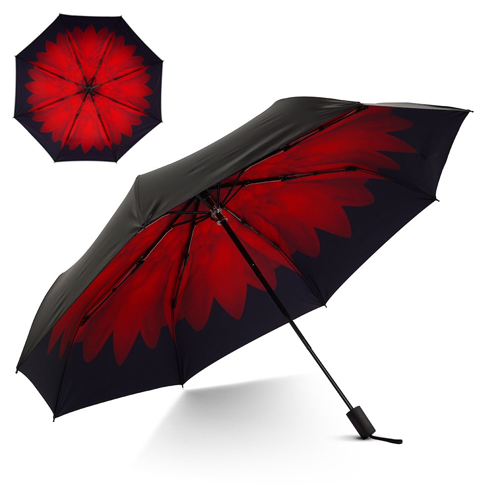 Flexzion Flexzion Small Travel UV Sun & Rain Umbrella Windproof