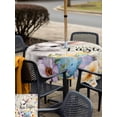 thumbnail image 4 of Easter Grey Bunny Outdoor Tablecloth - 60x60 Inch Square Dining Table Cover, Spring Colorful Eggs Flower Wooden Grain Waterproof Outdoor Table Cloth with Umbrella Hole & Zipper for Picnic/Patio/Party, 4 of 7