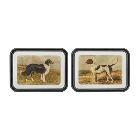 Melrose Country Dog Framed Rectangular Wall Arts - 11.75" - Set of 2