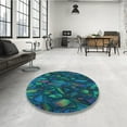 thumbnail image 4 of Ahgly Company Machine Washable Indoor Round Transitional Deep-Sea Blue Area Rugs, 4' Round, 4 of 7