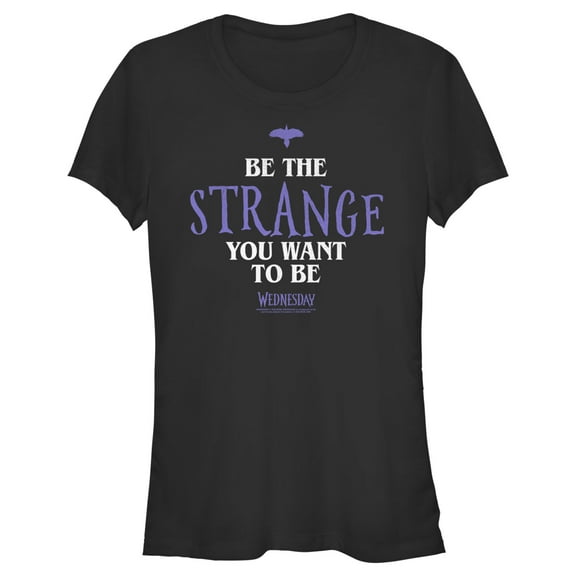 Junior's Wednesday Be the Strange You Want to Be  Graphic Tee Black Medium