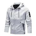 thumbnail image 3 of LpwkSSA Men's Sport Coats Fashion Leisure Windbreaker Solid Color Zipper Long Sleeve Hooded Casual Outwear Coat With Pockets White M, 3 of 10