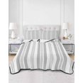 thumbnail image 2 of Quilts Twin Size Bedding Set, Grey Striped Lightweight Quilted Comforter, Modern Farmhouse Geometric Thine Stripes Soft Reversible Bedspread Coverlet with Pillow Covers for All Season, 68" x 86", 2 of 7
