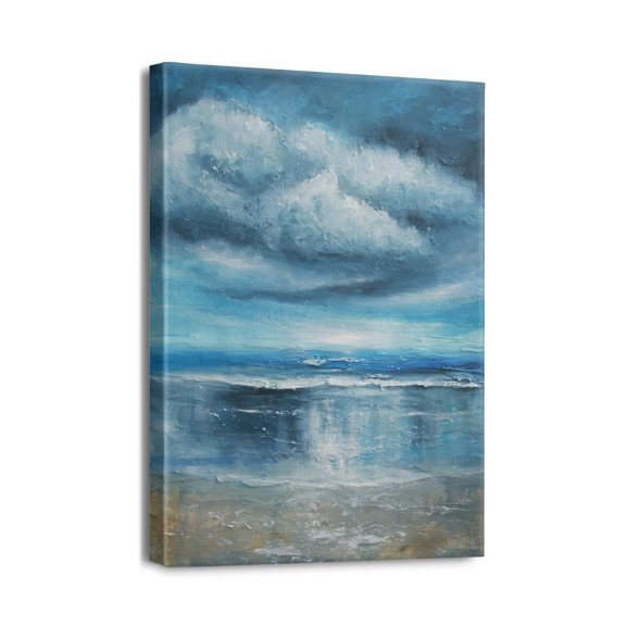 Seascape Elegance - 12x16 inch Blue Sea Canvas Print for Office, Kitchen, Bedroom Wall Decorations