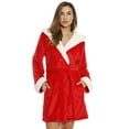 thumbnail image 2 of Just Love Critter Robe Sherpa Trim Velour Robes for Women (Santa, Small), 2 of 4