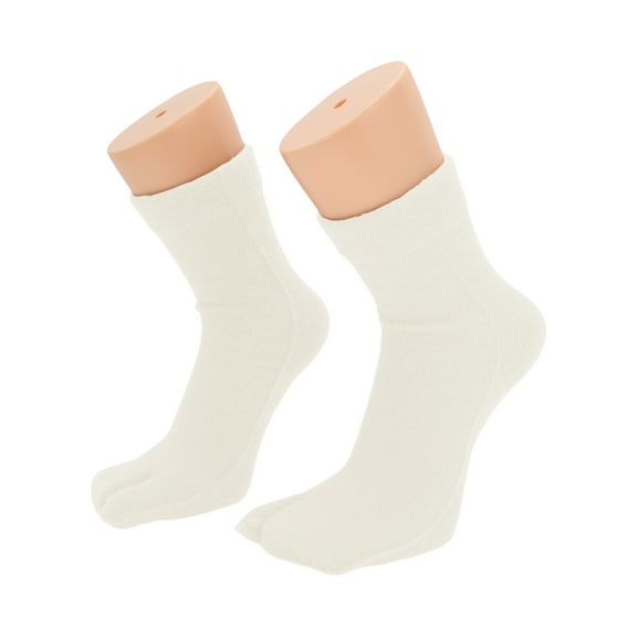 Unique Bargains 1 Pair Two-toed Socks Comfortable Plush Socks for Women White