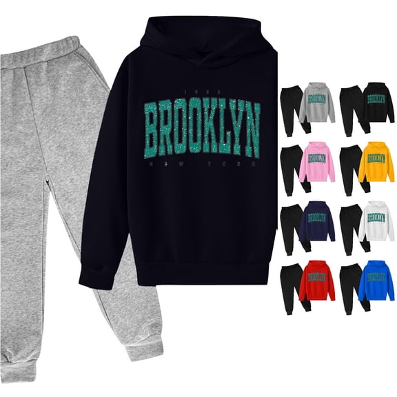 XINXIAOO Girls Boys 2 Piece Tracksuit Pullover Hoodie and Athletic Pants Soft Girls Boys Size 7-8 Years Clothes