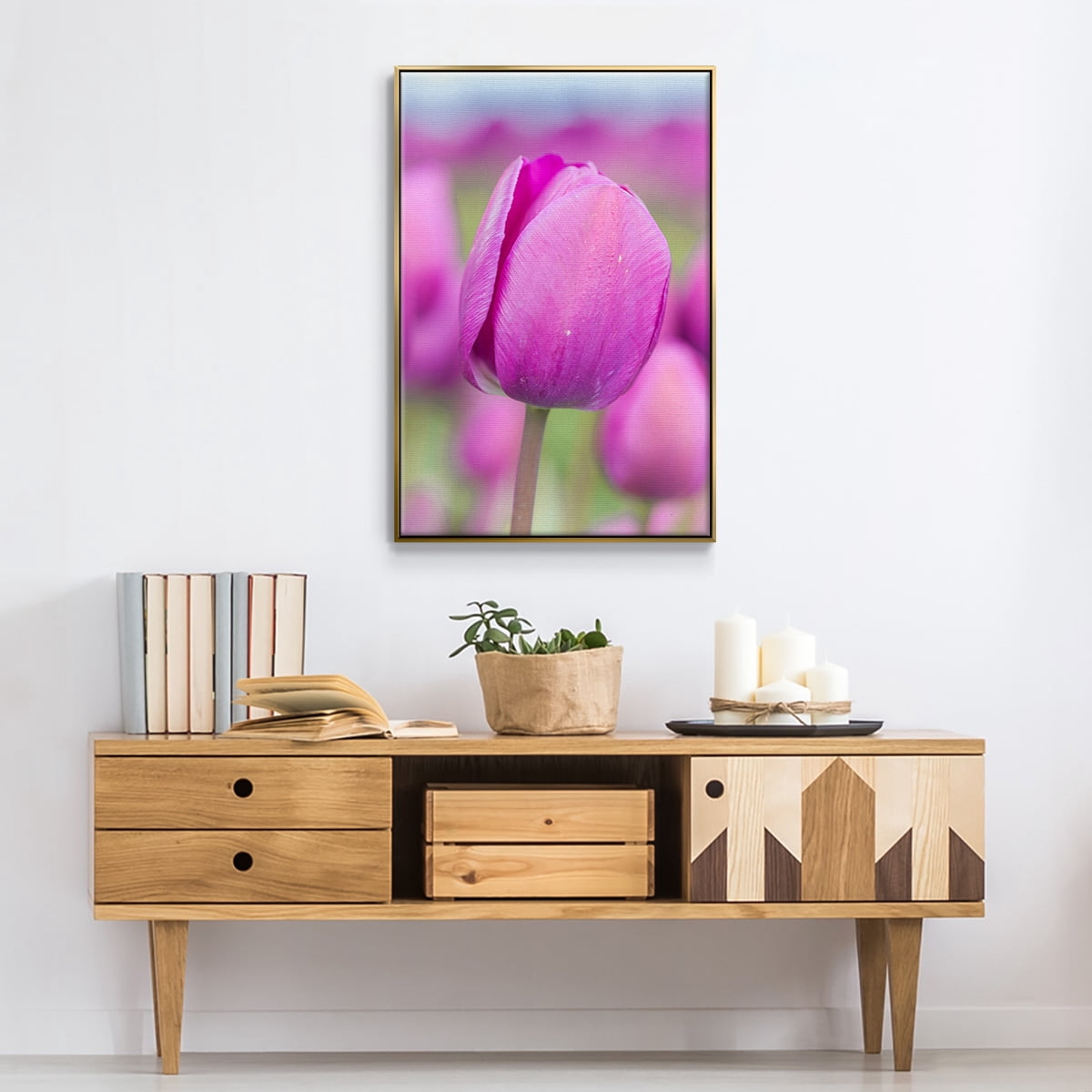 Magenta Stem Framed Premium Gallery Wrapped Canvas - Ready to Hang