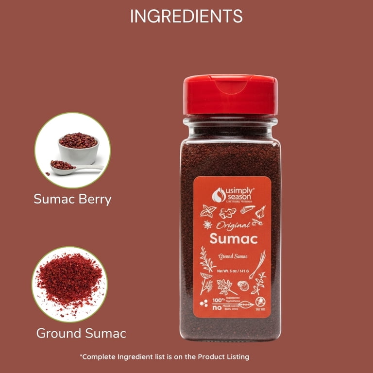 USimplySeason Organic Sumac Spice - Lemony Tart Berry Powder