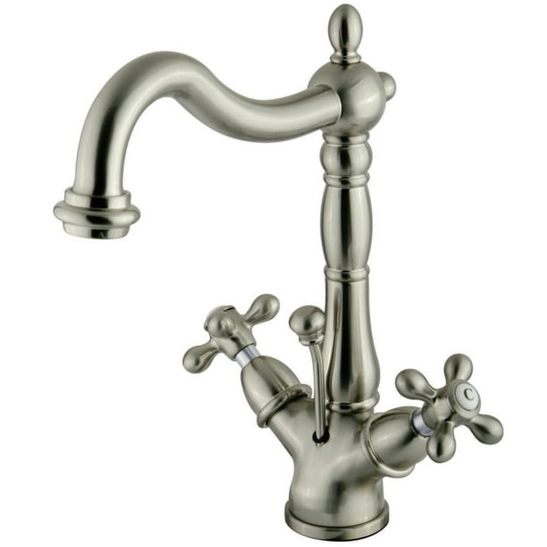 Kingston Brass KS1438AX 4-Inch Centerset Lavatory Faucet, Brushed