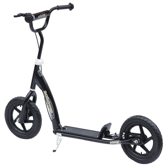 Adjustable Kids Scooter for Ages 5-12, Non-Slip Deck, Large Wheels & Rear Brake, Black