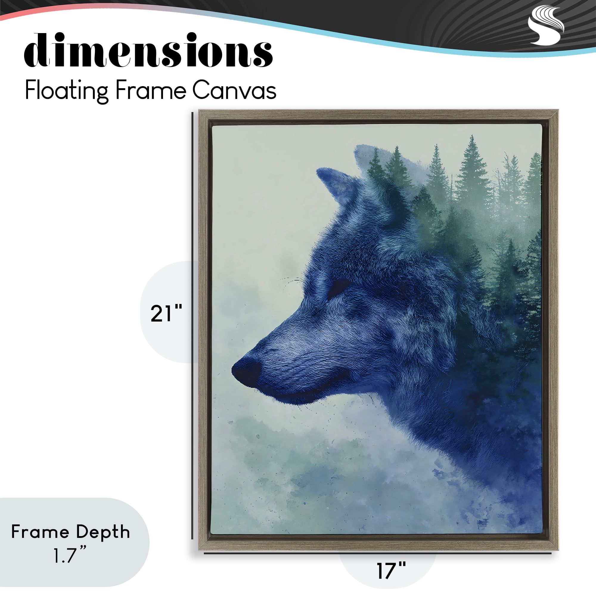 Stupell Industries Indigo Wolf in Misty Pines Brown Framed Floater Canvas Wall Art, design by Franklyn Gregory