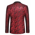 thumbnail image 3 of COOFANDY Men's Floral Tuxedo Jacket Jacquard Suit Jacket Dinner Blazer Big and Tall for Christmas Prom Wedding Homecoming Party, 3 of 9