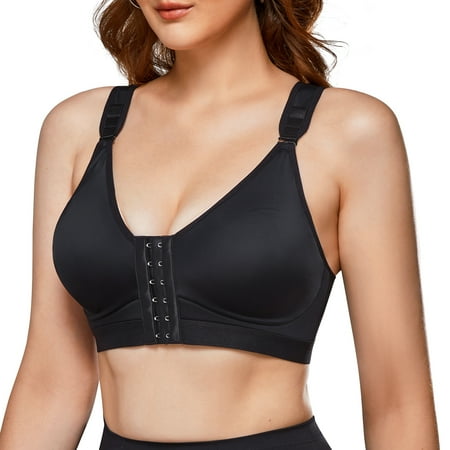 

KUMAYES Postoperative Support Sports Bra for Women Front Closure Removable Pads Wirefree Bra