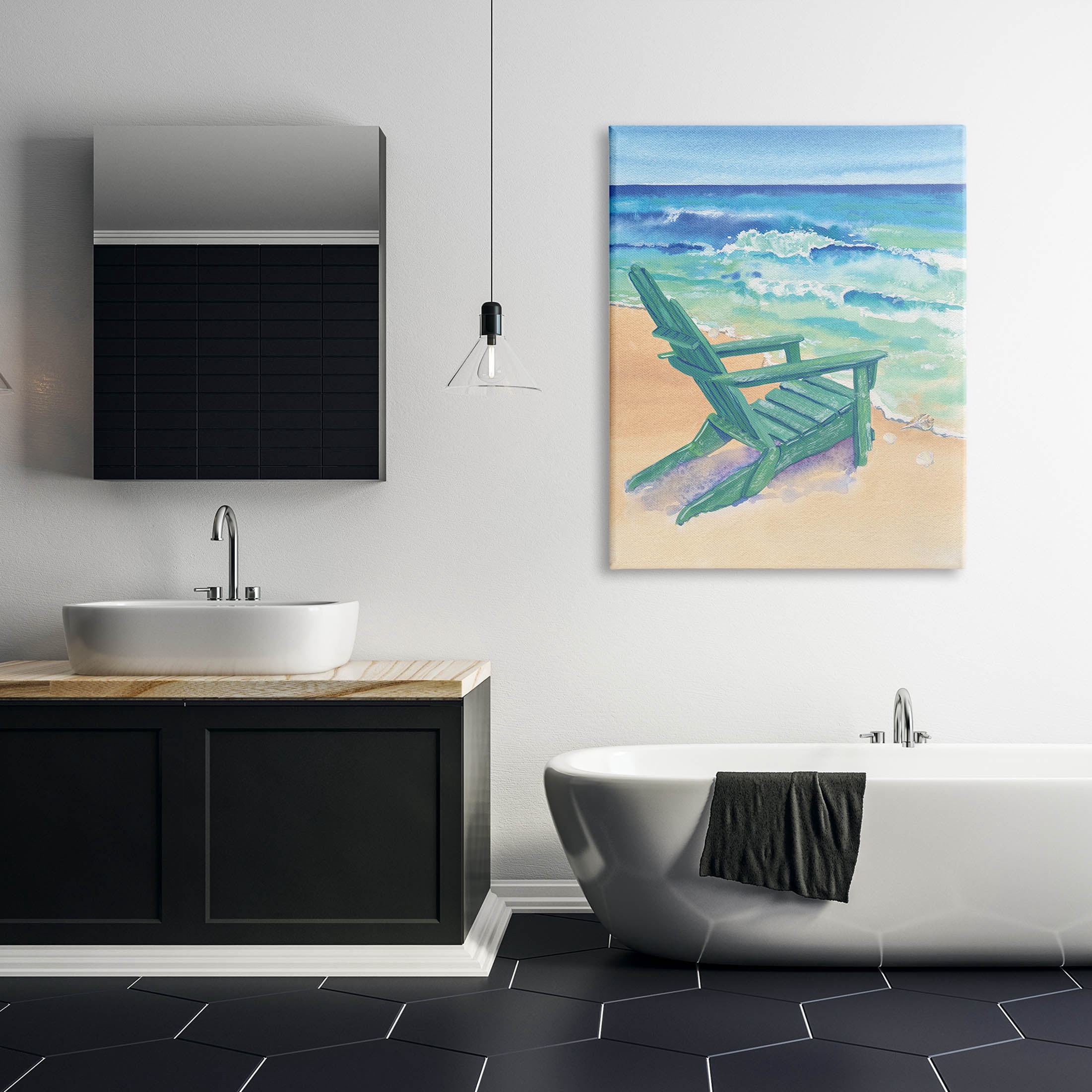 Stupell Industries Rolling Beach Waves Chair Painting Gallery Wrapped Canvas Print Wall Art, Design by Erica Christopher