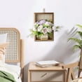 thumbnail image 1 of Wooden Frame Artificial Hanging Flowers, Silk Hydrangea Pothos Plant With Rattan Base, for Wall Mounted Home Decor, Purple, 1 of 6