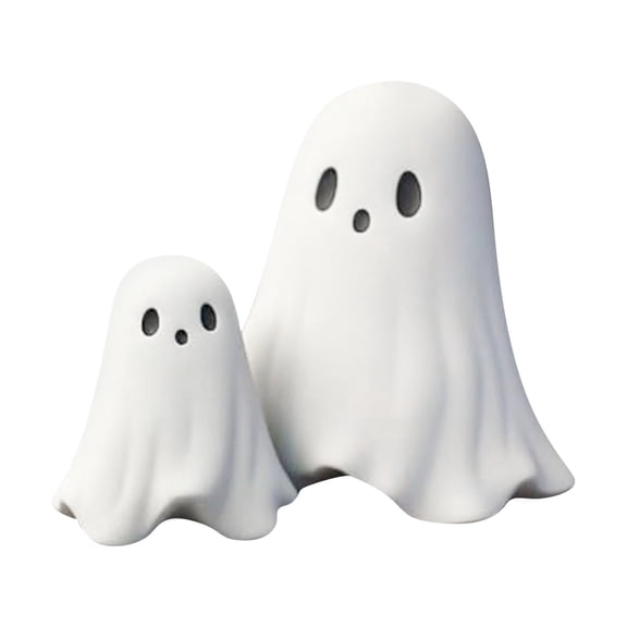 2 Pack Halloween Ghost Decorations Cute White Resin Figurines Halloween Home Decor Indoor Spooky Cute Halloween Decor for Party Table Shelf Displays