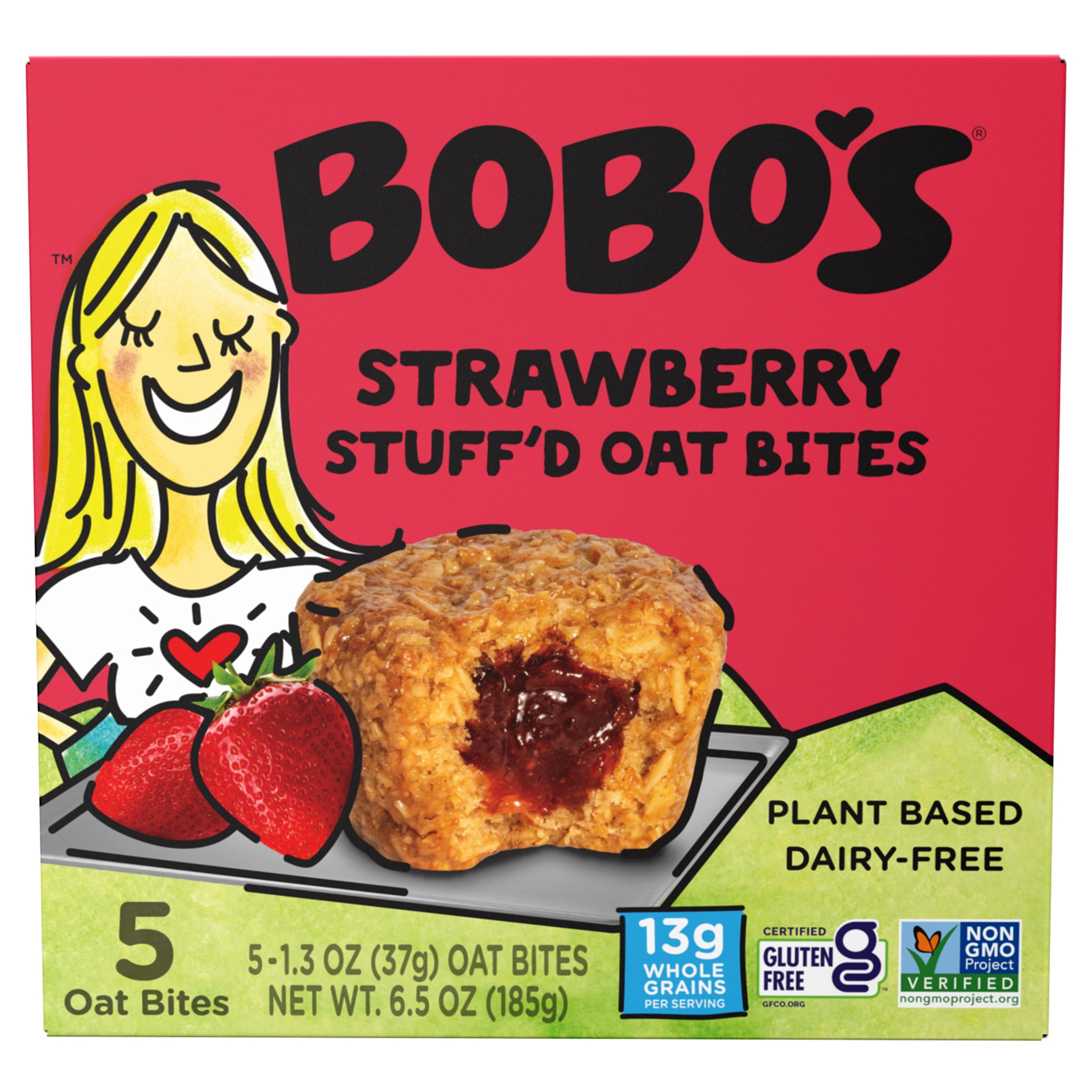 (3 pack) Bobo's Oat Bites, Strawberry Stuff'd, 5 Pack of 1.3oz bars