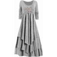 thumbnail image 4 of Spring Dresses for Women Casual 3/4 Sleeve Long Dress Fit and Flare A Line Basic Beach Vacation Work Maxi Dress 2025, 4 of 4