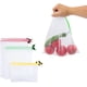 thumbnail image 1 of Bolsas de Productos de Bolsa Reutilizables S, M, L. Bolsa de 15 Bolsas Reutilizables Blancas con Cordones Coloridos para Verduras, Frutas, Juguetes. Bolsas de Productos Resistentes Reutilizables, 5 Pequeñas, 5 Medianas, 5 Bolsas Grandes, 1 of 5
