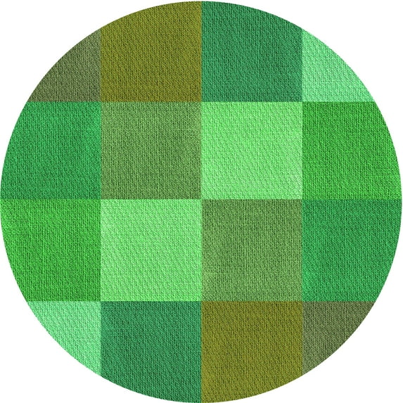 Ahgly Company Indoor Round Patterned Dark Lime Green Area Rugs, 8' Round