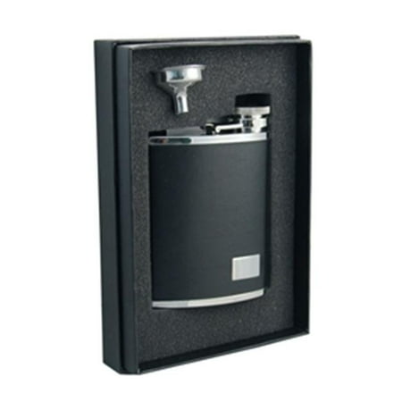 

Zen 7oz Black Leatherette Stainless Steel Flask Gift Set
