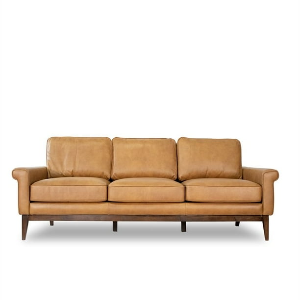 MidCentury Modern Vera Cognac Tan Leather Sofa