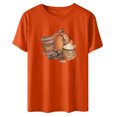 thumbnail image 4 of Tops Para Mujer Salir Tops Moda Casual Verano Cuello Redondo Ocio Manga Corta Impresión de Acción de Gracias Odeerbi  ODB150620, 4 of 6