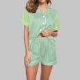 thumbnail image 2 of HUJlwoi Satin Pajama Sets Women Button down Short Sleeve Sleepwear with Shorts Summer Solid Color 2 Piece Lounge Pj Sets, 2 of 4