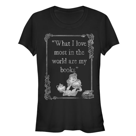 Junior's Beauty and the Beast Belle Loves Books Graphic Tee Black Small