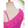 thumbnail image 5 of TiaoBug Kids Girls Sequin Ruffled Crop Top Modern Jazz One Shoulder Cami Tank Hot Pink 10, 5 of 7