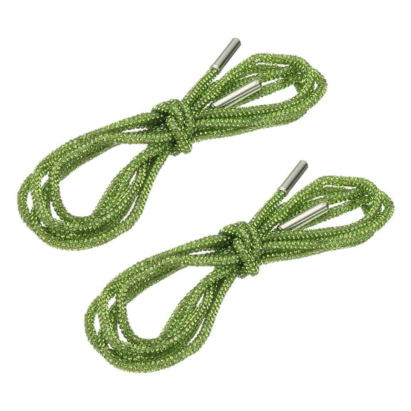 Uxcell Rhinestone Shoe Laces, 2 Pcs Crystal Bling Glittered Shoe Laces Shoelaces Rope Hoodie String Replacement Drawstring Cords for Sneakers Sweatpants Bags Accessories, Light Green