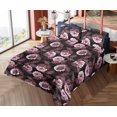 thumbnail image 4 of Ambesonne Flowers Boho Fitted & Flat Sheet with Sham 3 Pcs Set, Night Jungle Floral, Twin, Dark Purple Blush and Plum, 4 of 5