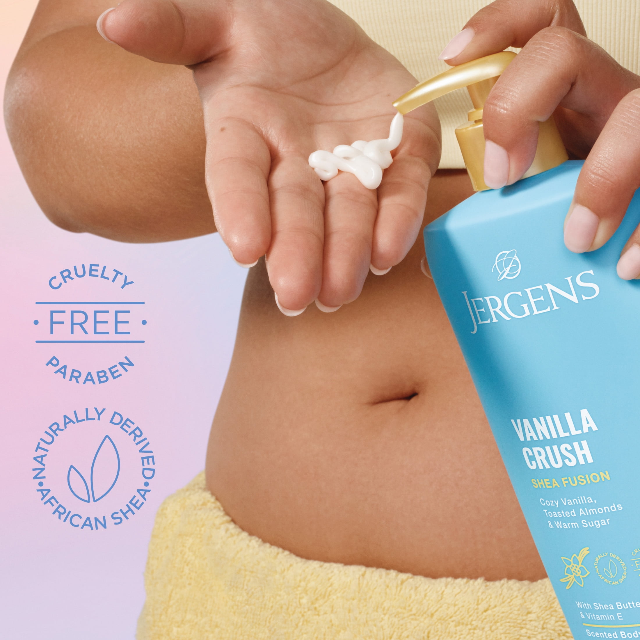 (5 pack) Jergens Shea Fusion Vanilla Crush Scented Body Lotion, Moisturizer for Dry Skin, 14 fl oz
