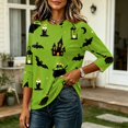 thumbnail image 6 of Womens Halloween Shirts Funny 3/4 Sleeve Pullover Spooky Halloween Printed Tops Horror Crew Neck T Shirts Holiday Three Quarter Length Blouses, 3XL, 6 of 7