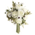 thumbnail image 2 of Artificial Peony and Rose Bouquet, Faux Silk Flowers with Greenery for Wedding, Bridal Arrangement, Vase, Table Centerpiece and Home Decor, White, 2 of 4