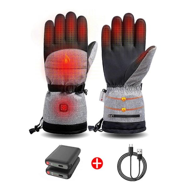 Guantes calefactables de 5000 mAh para hombre y mujer, con 3 temperaturas de calentamiento ajustables, impermeables, con pantalla táctil, para motocicleta y exteriores.