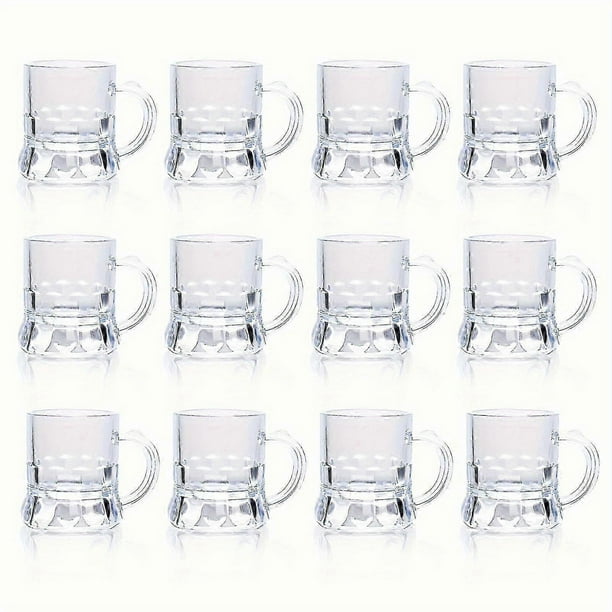 12PCS Mini Beer Mug & Shot Glass Set - Premium Clear Steins with Handles for Shots, Beers & Whiskey Tasting - Perfect for Festive Birthday BBQs, Bar P