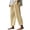 Khaki, variant on DeHolifer Cotton Linen Pants for Women Elastic Waisted Solid Color Lace-Up Straight Leg Casual Loose Pants Black 5XL