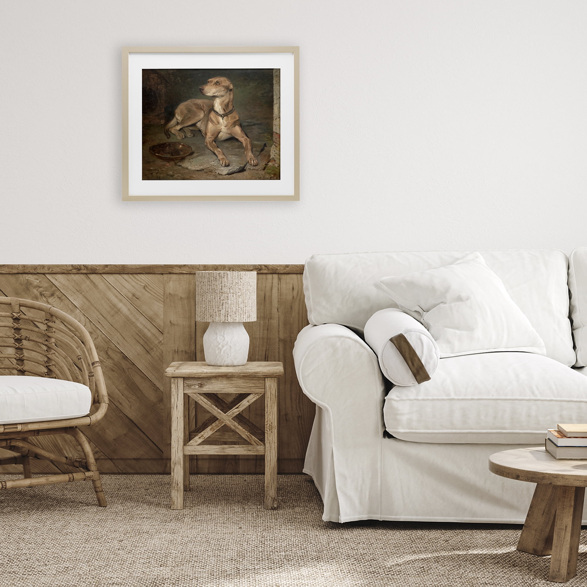 Stupell Industries Historical Dog & Bowl Birch Framed Print Under Glass, design by Lil' Rue