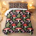 thumbnail image 2 of Homewish Kawaii Watercolor Mushrooms Twin Quilt Set,Dreamy Flowers Twin Coverlet Set,Red Green,Black Reversible,2-Piece, 2 of 7
