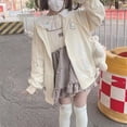 thumbnail image 2 of Unir Women's Kawaii Pastel Layering Zip Hoodie Scattered Cartoon Star Embroidery Oversized Drawstring Pocket Long Sleeve Casual Sweatshirt Jacket Top 1PC M-XXL Plus Size Friendly, 2 of 4