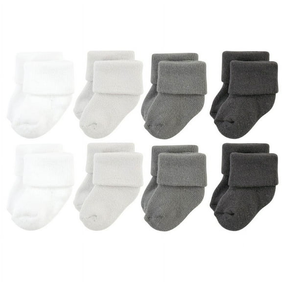 Hudson Baby Unisex Baby Socks, Gray and White (6 Pack)