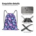 thumbnail image 4 of Daiia White Skull Flower Pattern Drawstring Backpack, Gym Bag, Lightweight Backpack, Water-Resistant Bag Travel Sports Backpack, Fitness Bag, Yoga Bag-Small, 4 of 6