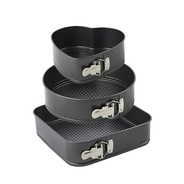 Paquete de 3 moldes para pasteles con fondo extraíble y revestimiento antiadherente, moldes para hornear magdalenas de cocina de acero al carbono, bandejas reutilizables para hornear Inevent HA010037-00B